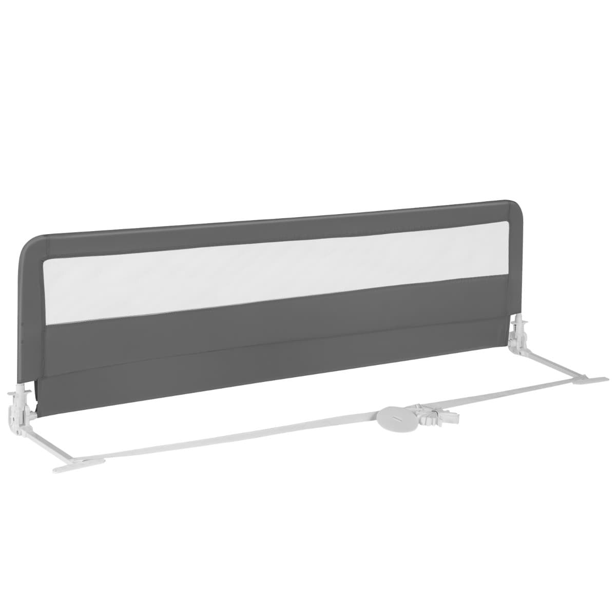 CostwayBarrière de Lit Enfants 180 x 56 cm avec Sangles Barrière de Sécurité Pliable avec Tissu en Maille Respisante Angle Réglable 0°à 180° Gris