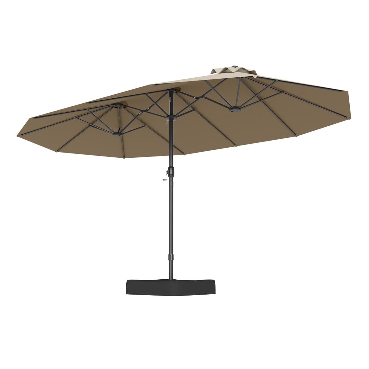 CostwayParasol de Terrasse de 470 cm avec Base Manivelle 12 Baleines Robustes Parasol de Table Double pour Extérieur Parasol Rectangulaire Café