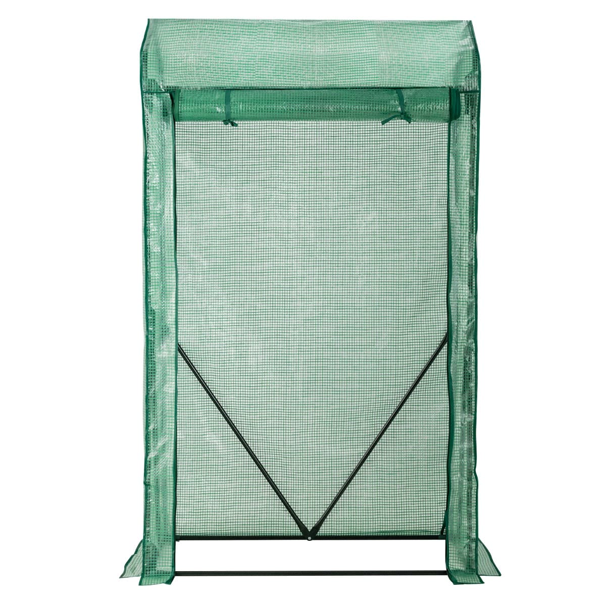 CostwaySerre de Jardin 100 x 50 x 170 cm avec Porte Zippée Enroulable Tube d’Acier Antirouille et Housse de Grille en Plastique PE