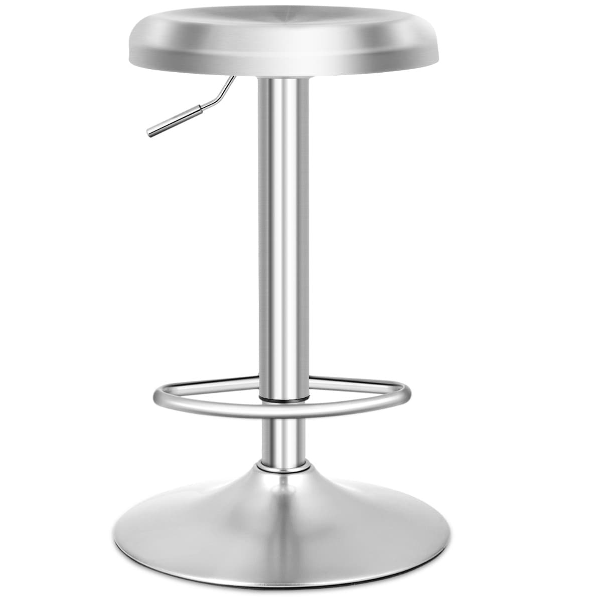 Tabouret de Bar Rond et Pivotant avec Repose-pieds Hauteur Réglable Base Non Marquante Tabouret à Ha