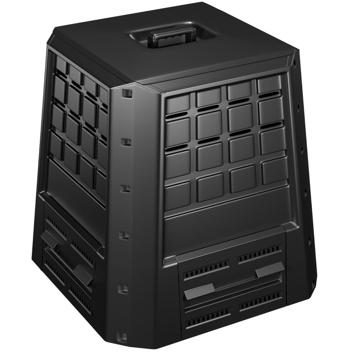 CostwayComposteur de Jardin 380 L Bac à Compost Extérieur avec Couvercle & Plusieurs Aérations Réglables pour Créer un Sol Fertile Noir