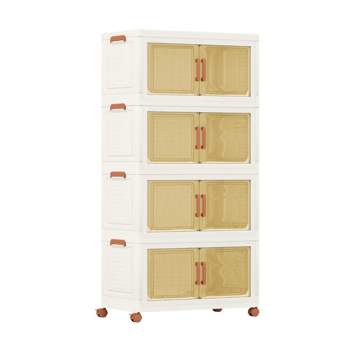 Costway280L Bacs de Stockage Pliables avec Couvercles Lot de 4 Boîtes de Rangement en Plastique Empilables avec Roues Conteneurs de Stockage Blanc